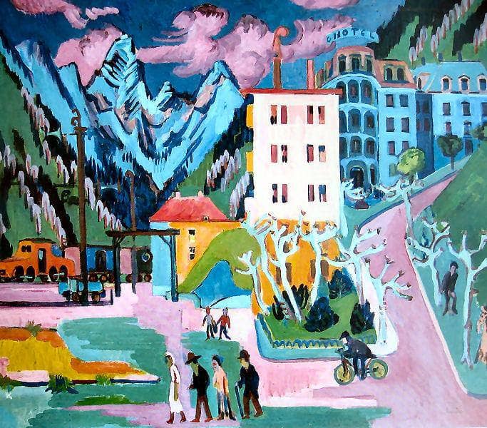 Station in Davos by Ernst Ludwig Kirchner — hand-painted abstract oil painting reproduction on canvas