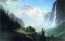 Staubbach Falls, Near Lauterbrunnen, Switzerland by Albert Bierstadt — hand-painted botanical oil painting reproduction on canvas