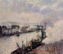 Steamboats in the Port of Rouen by Camille Pissarro — ships oil painting wall art, Impressionism
