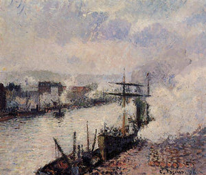 Steamboats in the Port of Rouen - Camille Pissarro