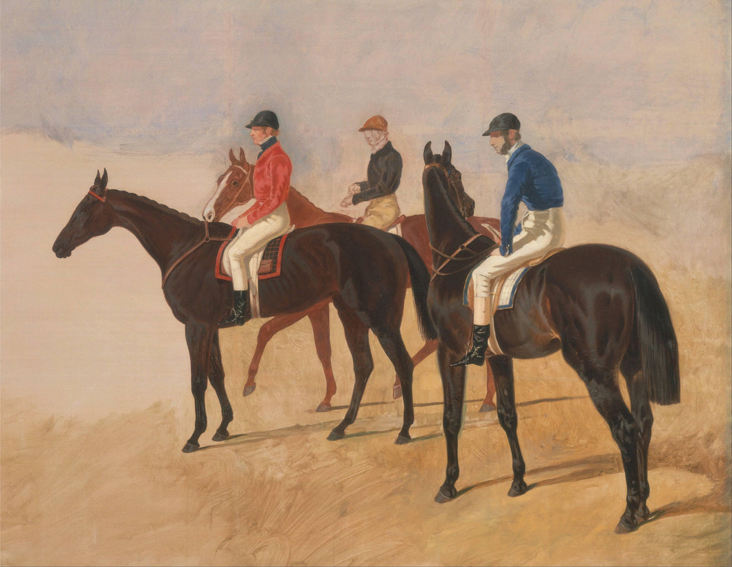 Steeplechase cracks- Allen McDonough on Brunette, Tom Oliver on Discount, and Jem Mason on Lottery by John Frederick Herring Sr. — hand-painted portrait oil painting reproduction on canvas