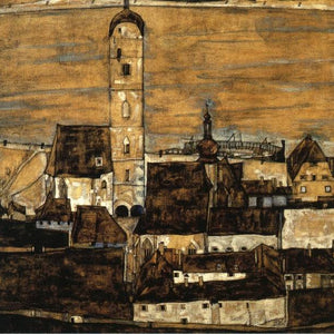 Stein on the Danube, Seen from the Kreuzberg by Egon Schiele — Oil Painting Reproduction