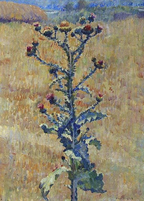 Steppe. Bur by Ilya Mashkov — hand-painted botanical oil painting reproduction on canvas
