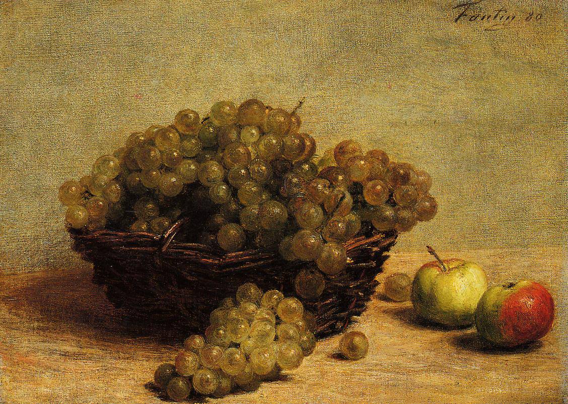 Still Life Apples and Grapes - Henri Fantin-Latour