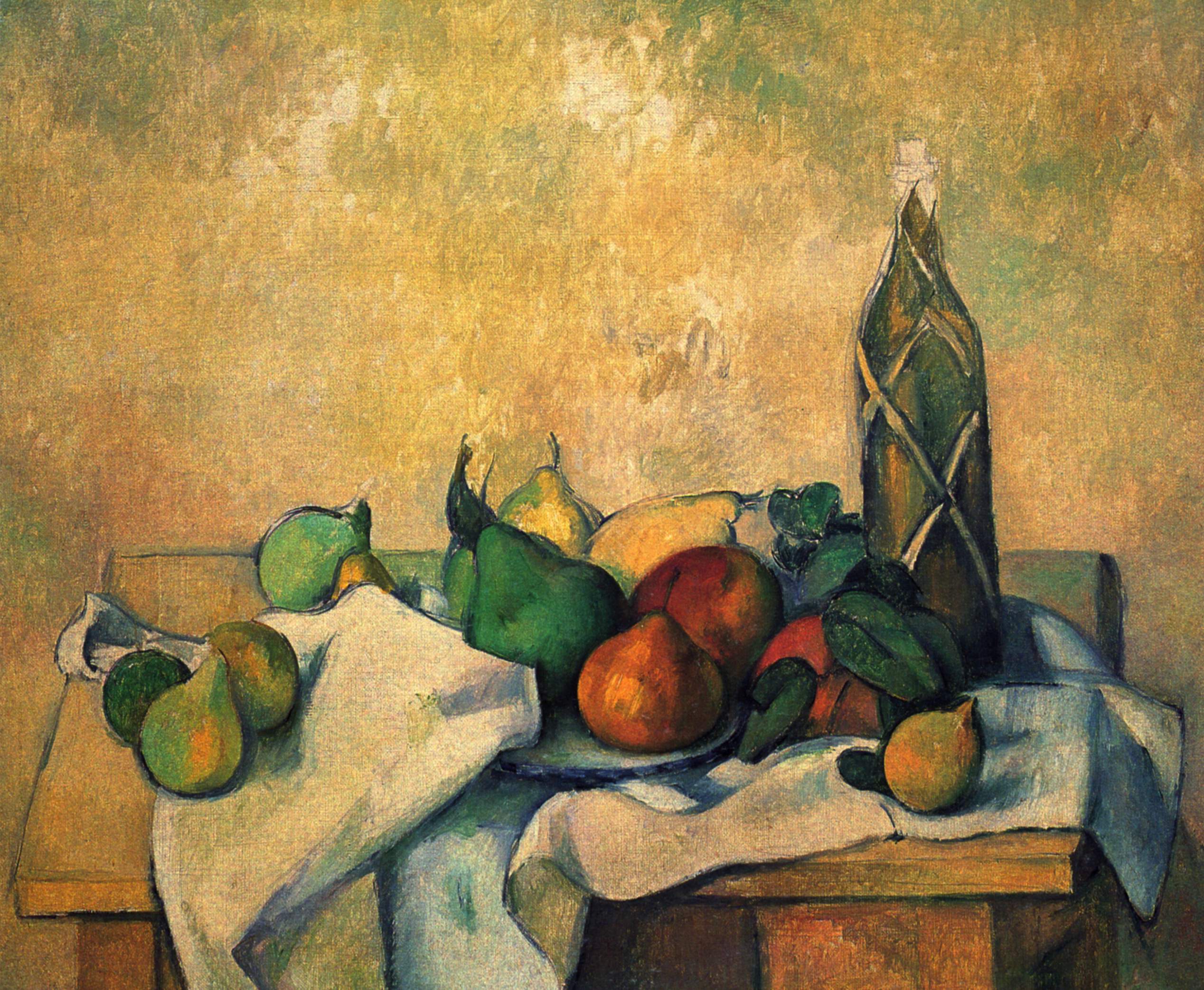 Still life, bottle of rum - Paul Cezanne