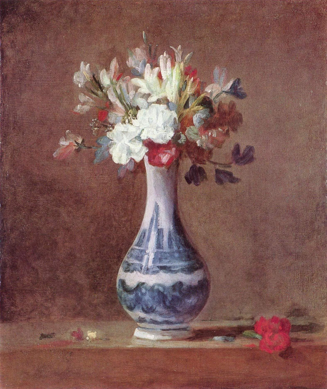 Still Life, Flowers in a Vase by Jean-Baptiste-Simeon Chardin — hand-painted botanical oil painting reproduction on canvas