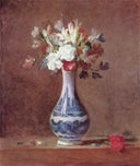 Still Life, Flowers in a Vase by Jean-Baptiste-Simeon Chardin — hand-painted botanical oil painting reproduction on canvas