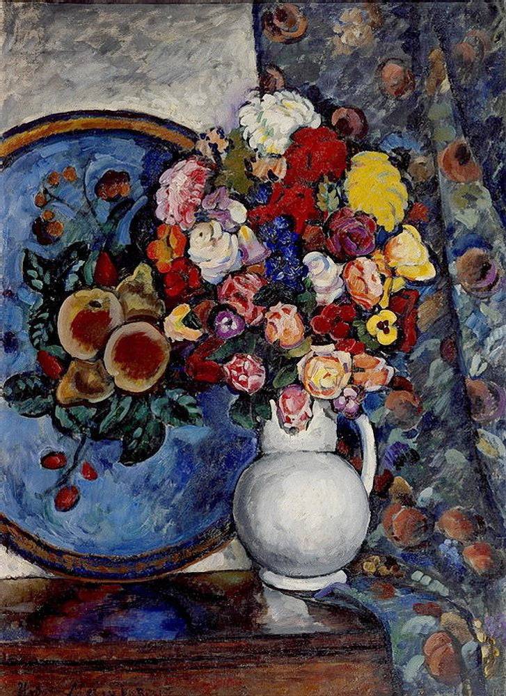 Still Life. Flowers in a Vase (with tray) - Ilya Mashkov