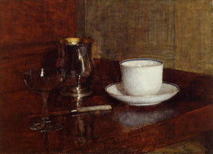 Still Life Glass, Silver Goblet and Cup of Champagn - Henri Fantin-Latour