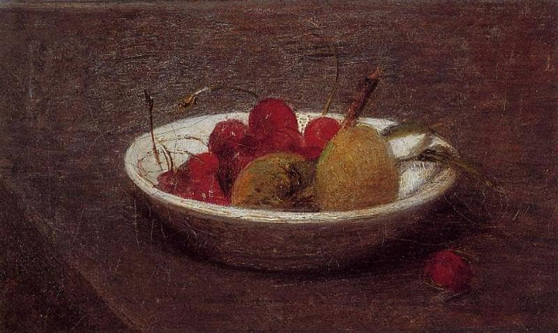 Still Life of Cherries and Almonds by Henri Fantin-Latour — hand-painted photography oil painting reproduction on canvas