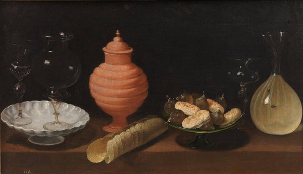 Still-life of Glass, Pottery, and Sweets