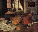 Still life of onions and pigeons and room interior in Copenhagen by Paul Gauguin — hand-painted photography oil painting reproduction on canvas