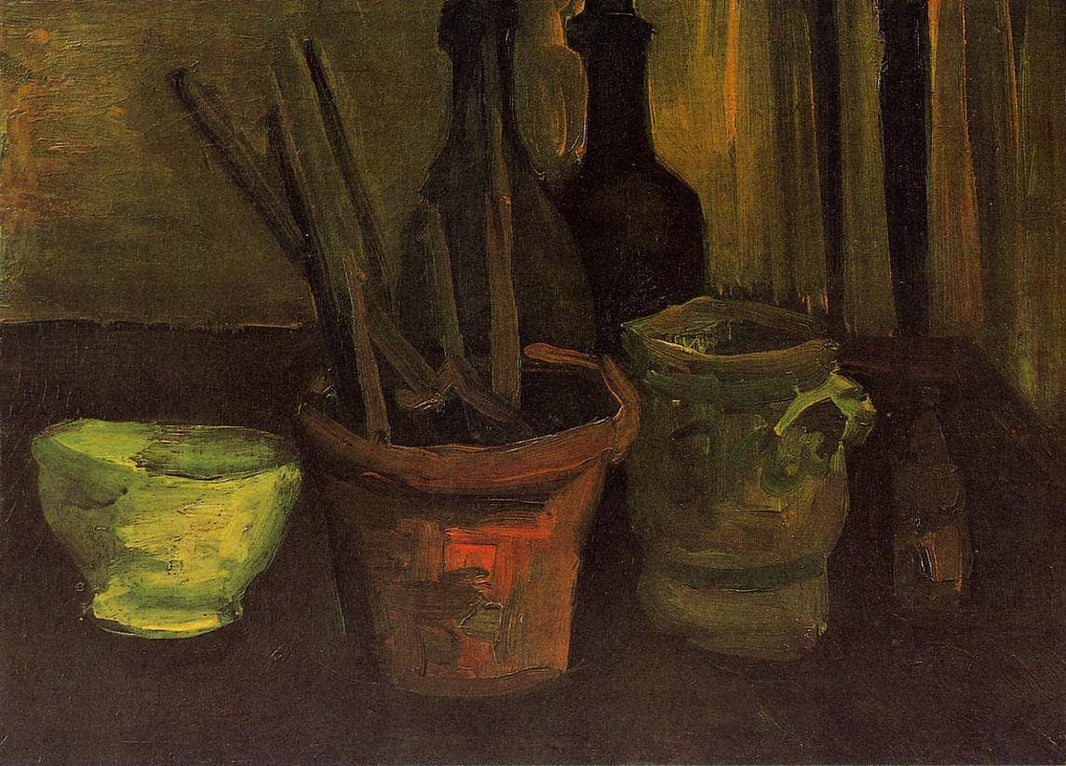 Still Life of Paintbrushes in a Flowerpot by Vincent van Gogh — hand-painted photography oil painting reproduction on canvas