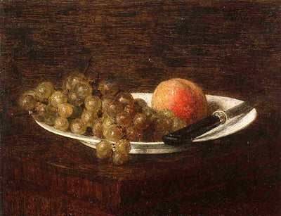 Still Life Peach and Grapes in hallway