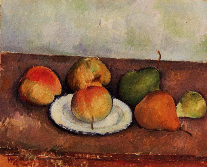 Still Life Plate and Fruit by Paul Cezanne — hand-painted photography oil painting reproduction on canvas