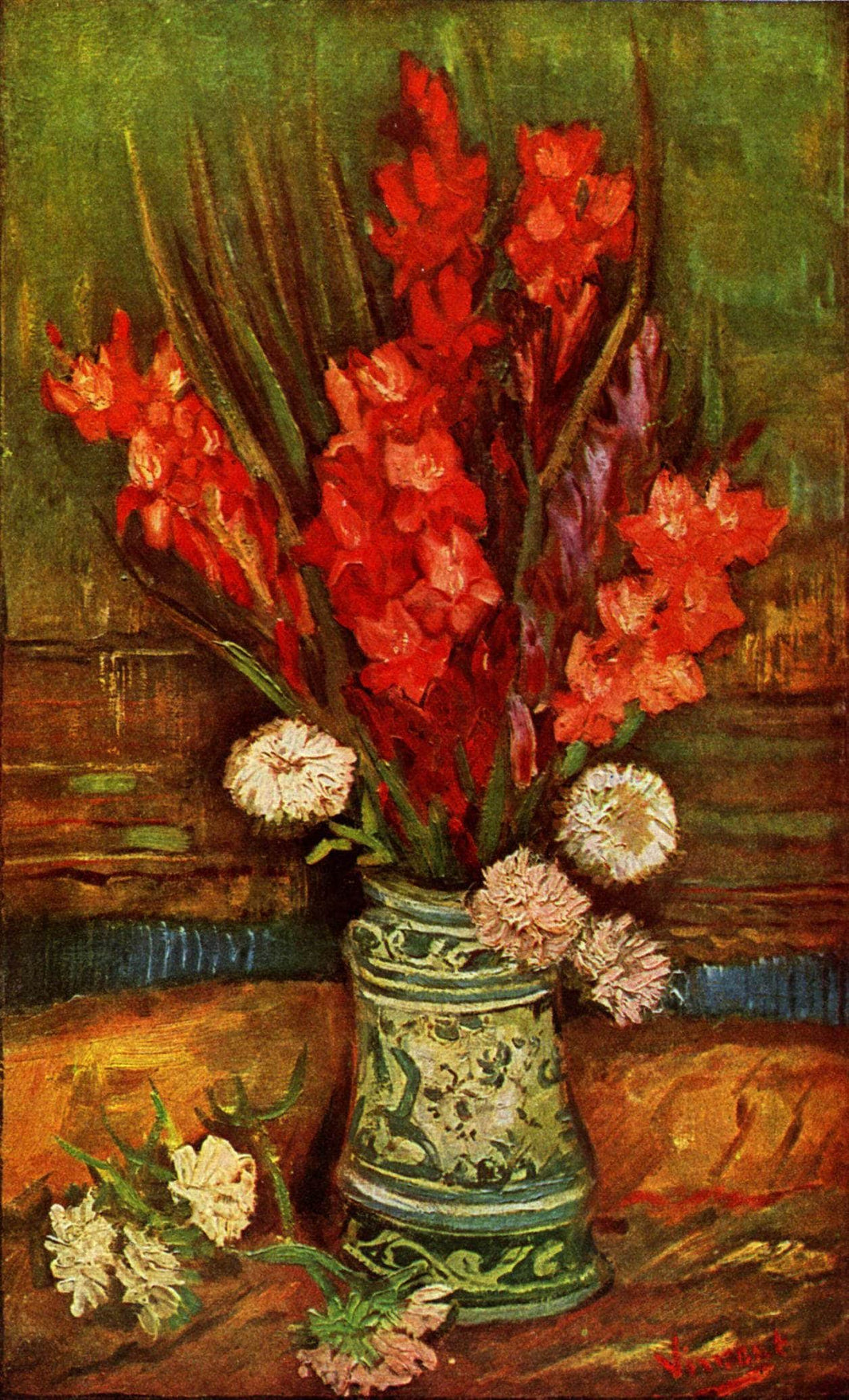 Still LIfe - Vase with Red Gladiolas by Vincent van Gogh — hand-painted botanical oil painting reproduction on canvas