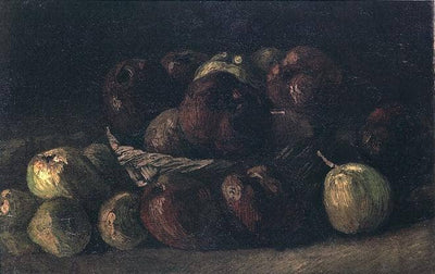 Still life with a basket of apples in study