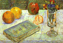 Still Life with a Book by Paul Signac — fruit oil painting wall art, Impressionism