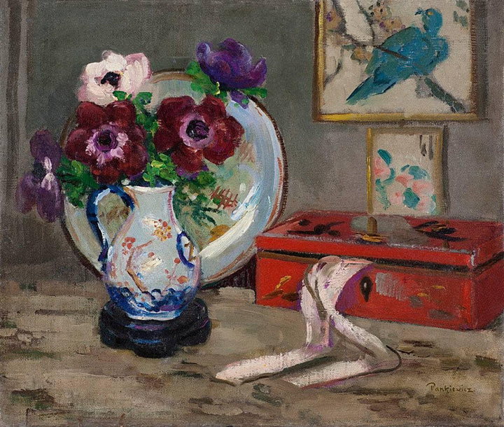 Still Life with a Box by Józef Pankiewicz — hand-painted botanical oil painting reproduction on canvas