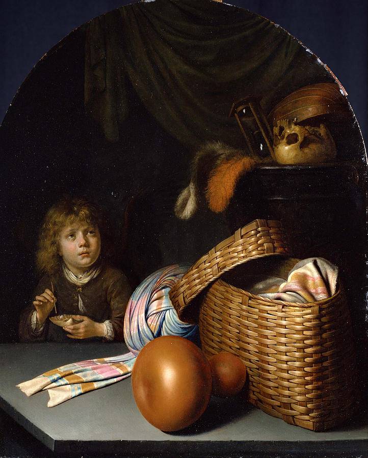 Still Life with a Boy Blowing Soap bubbles by Gerrit Dou, hand-painted photography oil painting reproduction on canvas