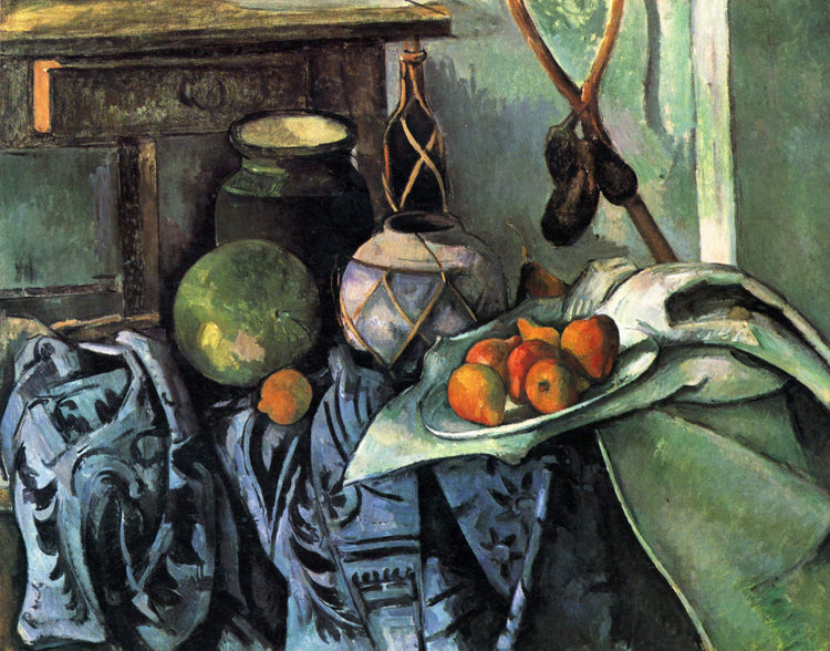 Still Life with a Ginger Jar and Eggplants - Paul Cezanne