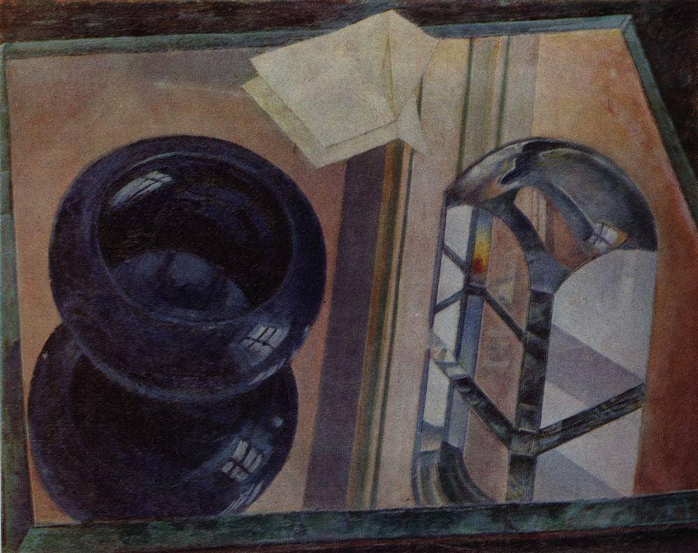 Still Life with an ashtray by Kuzma Petrov-Vodkin — hand-painted abstract oil painting reproduction on canvas