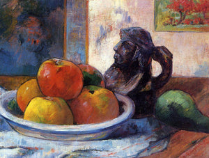 Still Life with Apples, a Pear and a Ceramic Portrait Jug - Paul Gauguin