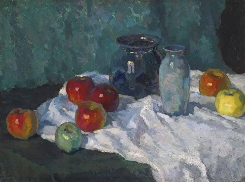 Still Life with Apples by Konstantin Gorbatov — hand-painted still oil painting reproduction on canvas