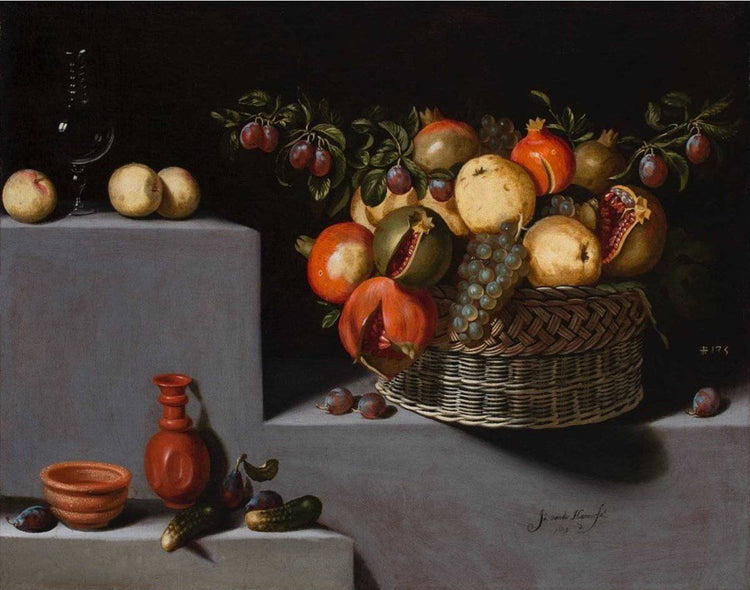 Still Life with Basket and Terracotta Jars - Juan van der Hamen