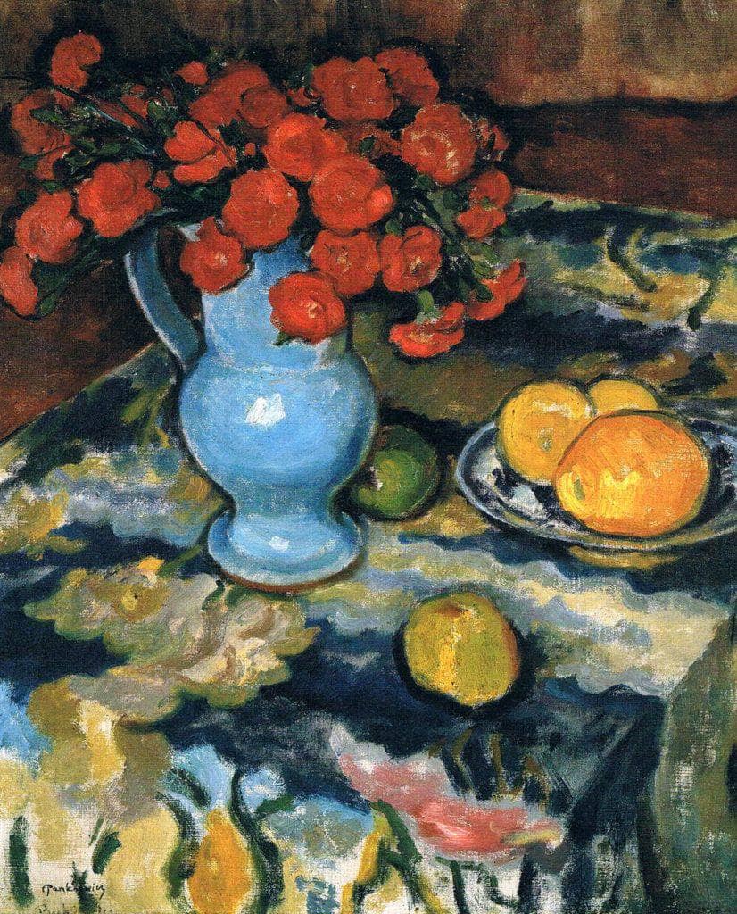 Still Life With Blue Vase by Józef Pankiewicz — hand-painted photography oil painting reproduction on canvas