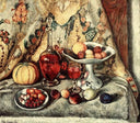 Still Life with Brocade by Ilya Mashkov — fruit oil painting wall art, Post Impressionism