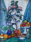 Still Life with Camellias by Ilya Mashkov — hand-painted botanical oil painting reproduction on canvas