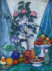 Still Life with Camellias by Ilya Mashkov — hand-painted botanical oil painting reproduction on canvas