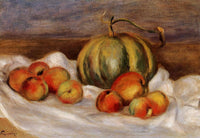 Still Life with Cantalope and Peaches by Pierre-Auguste Renoir — hand-painted botanical oil painting reproduction on canvas