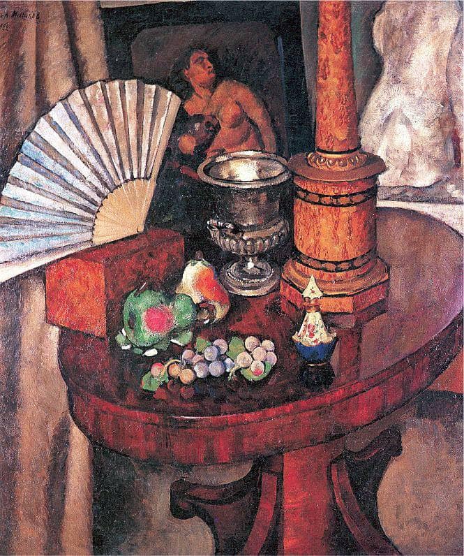 Still Life with Fan by Ilya Mashkov — hand-painted still oil painting reproduction on canvas