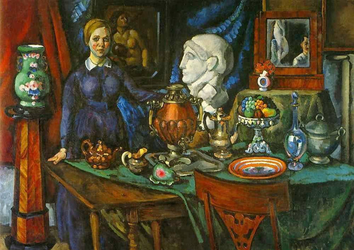 Still Life with Female Figure by Ilya Mashkov — hand-painted eco oil painting reproduction on canvas