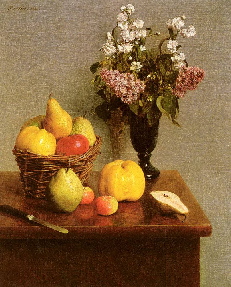 Still Life With Flowers And Fruit - Henri Fantin-Latour