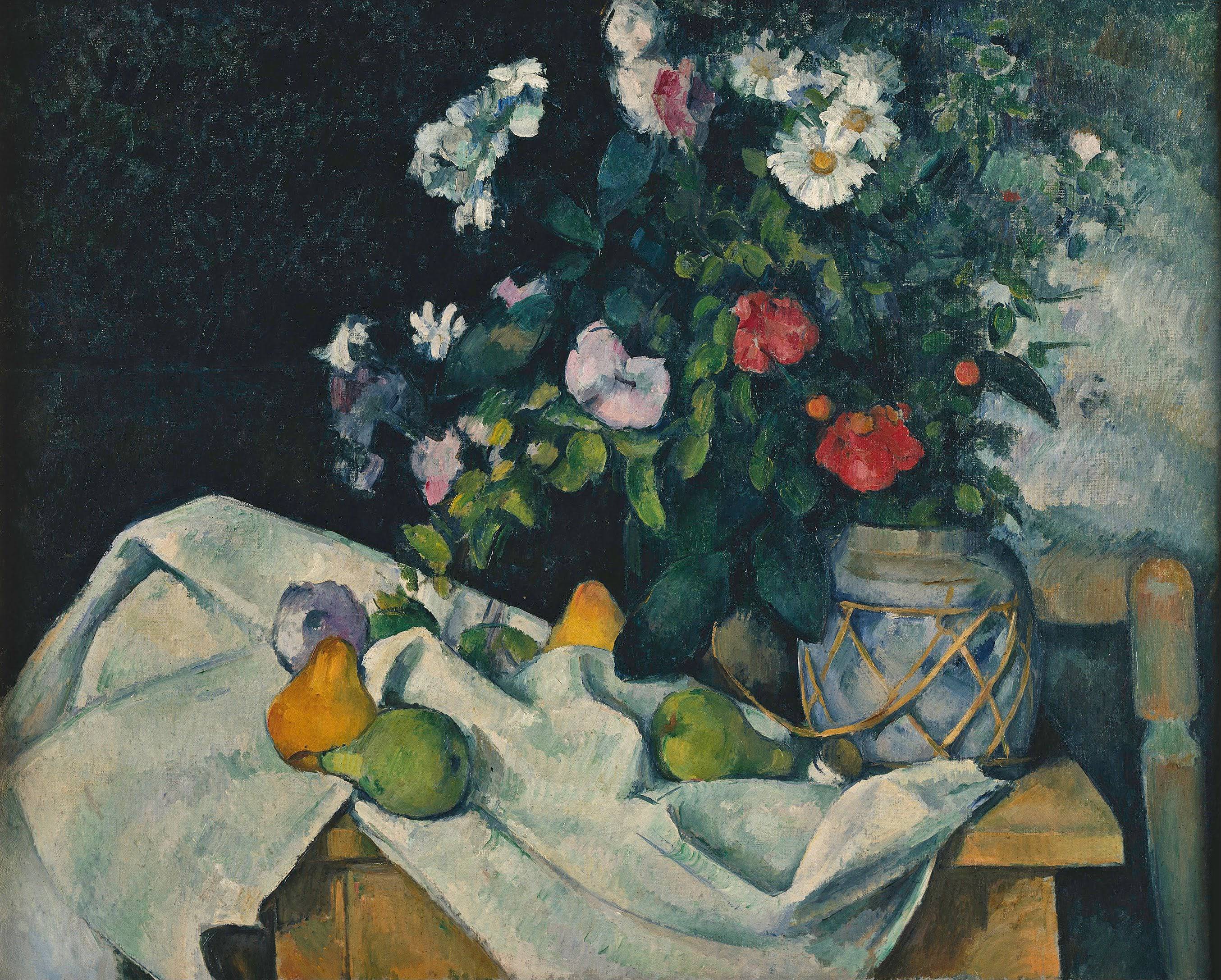 Still Life with Flowers and Fruit - Paul Cezanne