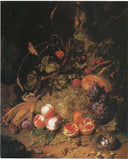 Still Life with Fruit a Nest and a Lizard by Rachel Ruysch — fruit oil painting wall art, Baroque