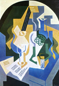 Still life with fruit bowl and mandolin by Juan Gris — hand-painted abstract oil painting reproduction on canvas