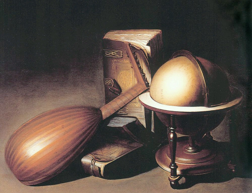 Still Life with Globe, Lute, and Books - Gerrit Dou