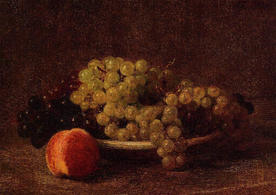 Still Life with Grapes and a Peach by Henri Fantin-Latour — hand-painted photography oil painting reproduction on canvas