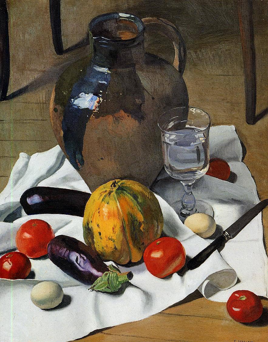 Still Life with Large Earthenware Jug by Felix Vallotton — hand-painted photography oil painting reproduction on canvas