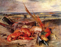 Still Life with Lobsters by Eugene Delacroix — hand-painted landscape oil painting reproduction on canvas