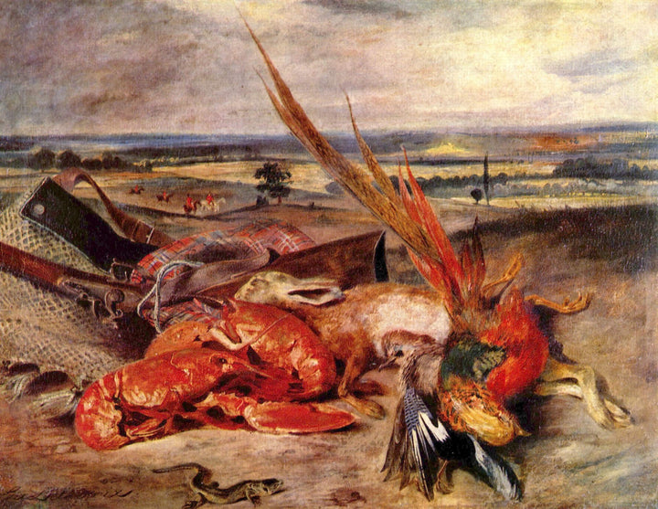 Still Life with Lobsters by Eugene Delacroix — hand-painted landscape oil painting reproduction on canvas