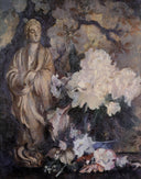 Still Life with Oriental Statue by Edmund Charles Tarbell — hand-painted botanical oil painting reproduction on canvas