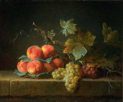Still Life with Peaches and Grapes by Anne Vallayer-Coster — oil painting reproduction