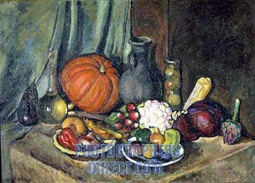 Still life with pumpkin and a pitcher by Ilya Mashkov — hand-painted photography oil painting reproduction on canvas