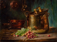 Still Life with Radishes by Maurice Louis Monnot — hand-painted still oil painting reproduction on canvas