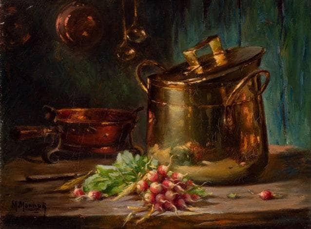 Still Life with Radishes by Maurice Louis Monnot — hand-painted still oil painting reproduction on canvas